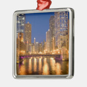Chicago, Illinois, Skyline und Chicago River Ornament Aus Metall (Links)