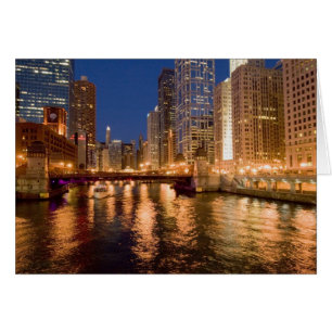 Chicago, Illinois, Skyline und Chicago River um 2