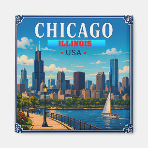 🌆 Chicago Illinois Skyline Urlaubserinnerung Magnet