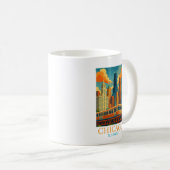 Chicago Illinois Skyline Vintage Art Travel Kaffeetasse (VorderseiteRechts)