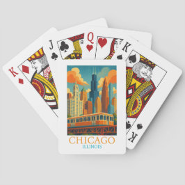 Chicago Illinois Skyline Vintage Art Travel Spielkarten