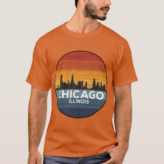 Chicago Illinois Skyline Vintage Sonnenuntergang T-Shirt