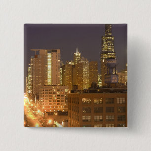 Chicago, Illinois, Skyline vom West Loop aus bei Button