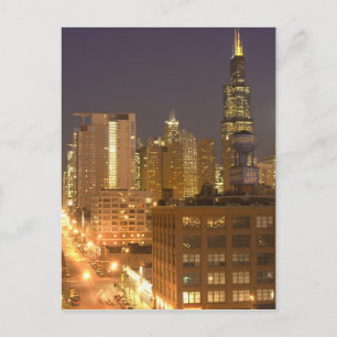 Chicago, Illinois, Skyline vom West Loop aus Postkarte