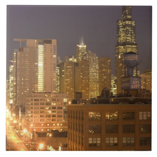 Chicago, Illinois, Skyline von West Loop bei Fliese (Vorderseite)