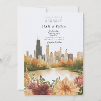 Chicago Illinois Skyline Wedding Invitation Einladung