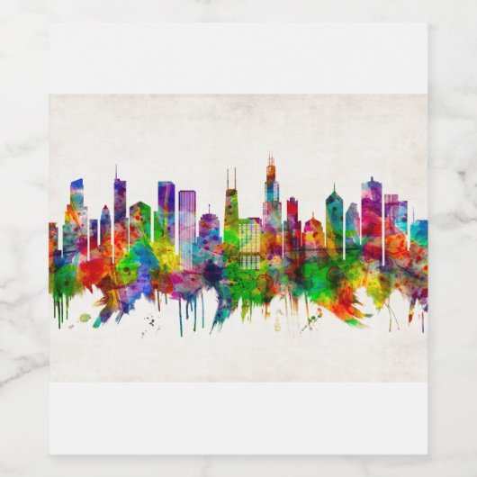 Chicago Illinois Skyline Weinetikett (Einzelnes Label)