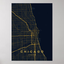 Chicago Illinois Stilisierte Kartenprint | Moderne