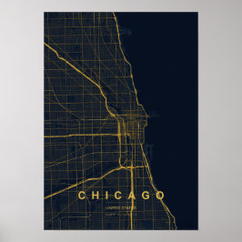 Chicago Illinois Stilisierte Kartenprint | Moderne Poster