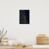 Chicago Illinois Stilisierte Kartenprint | Moderne Poster (Küche)