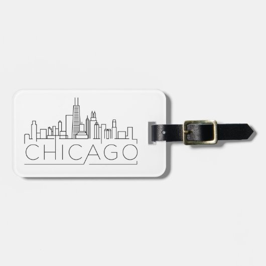 Chicago, Illinois Stylized Skyline Luggage Gepäckanhänger (Vorderseite horizontal)