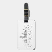 Chicago, Illinois Stylized Skyline Luggage Gepäckanhänger (Vorderseite vertikal)