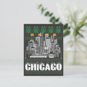 Chicago Illinois Ugly Christmas Postkarte (Stehend Vorderseite)
