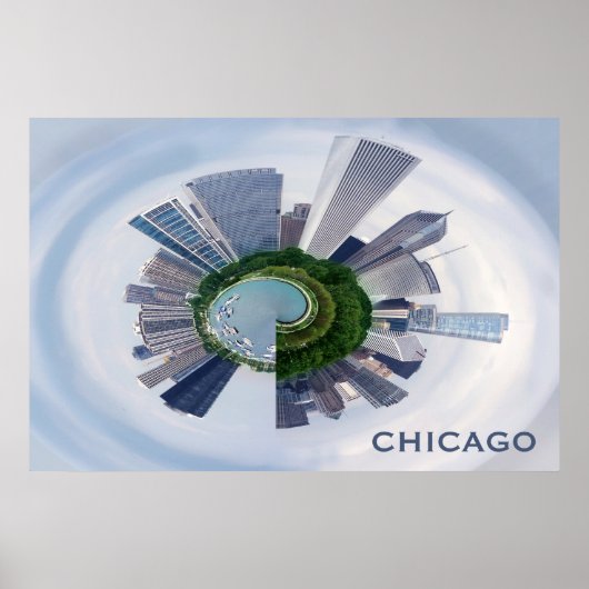 Chicago Illinois Unique City Skyline Travel Photo Poster (Vorne)