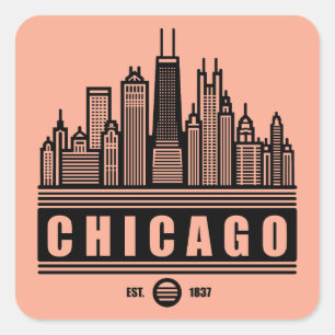 Chicago Illinois United Staaten Quadratischer Aufkleber