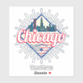 Chicago Illinois United Staaten Retro Skyline USA Aufkleber (Blatt)