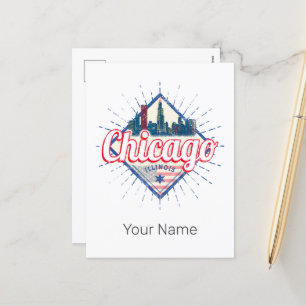Chicago Illinois United Staaten Retro Skyline USA Feiertagspostkarte