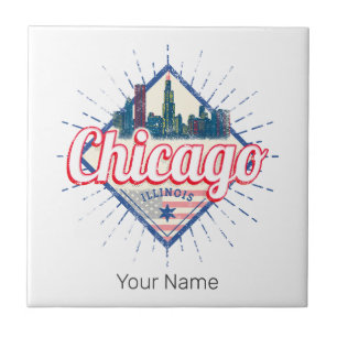 Chicago Illinois United Staaten Retro Skyline USA Fliese