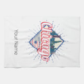 Chicago Illinois United Staaten Retro Skyline USA Geschirrtuch (Horizontal)