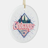 Chicago Illinois United Staaten Retro Skyline USA Keramik Ornament (Rechts)