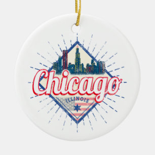Chicago Illinois United Staaten Retro Skyline USA Keramik Ornament