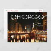 Chicago Illinois USA - Night Chicago Skyline Postkarte (Vorne/Hinten)