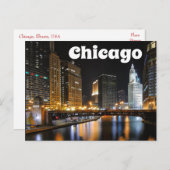 Chicago Illinois USA - Night Chicago Skyline Postkarte (Vorne/Hinten)