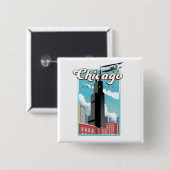 Chicago Illinois USA Reiseplakat Button (Vorne & Hinten)