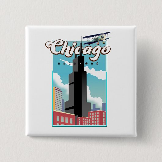 Chicago Illinois USA Reiseplakat Button (Vorderseite)
