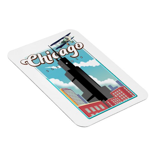 Chicago Illinois USA Reiseplakat Magnet (Rechte Seite)