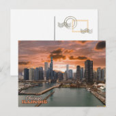 Chicago Illinois View während der Sunset Postkarte (Vorne/Hinten)