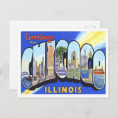 Chicago, Illinois Vintag Big Letters Postcard Postkarte (Vorne/Hinten)