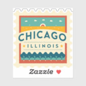 Chicago Illinois Vintag Design Aufkleber (Blatt)
