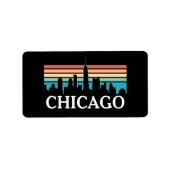 Chicago Illinois Vintag Retro Sunset Skyline Adressaufkleber (Vorne)