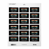 Chicago Illinois Vintag Retro Sunset Skyline Adressaufkleber (Vorne)