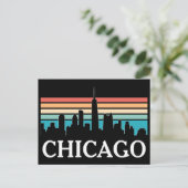 Chicago Illinois Vintag Retro Sunset Skyline Postkarte (Stehend Vorderseite)