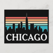 Chicago Illinois Vintag Retro Sunset Skyline Postkarte (Vorderseite)