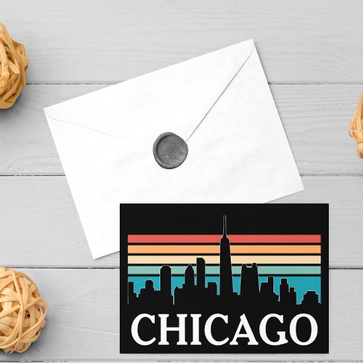 Chicago Illinois Vintag Retro Sunset Skyline Postkarte