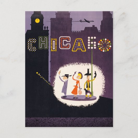 Chicago Illinois Vintag Retro Travel Poster Postkarte (Vorderseite)