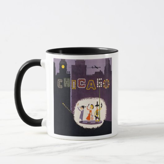 Chicago Illinois Vintag Retro Travel Poster Tasse (Links)