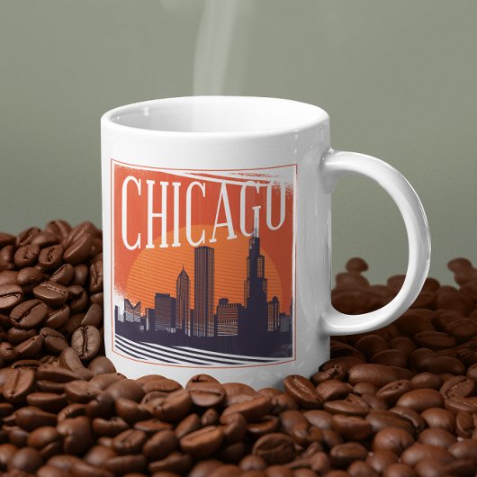 Chicago Illinois Vintag Skyline Foto Kaffeetasse
