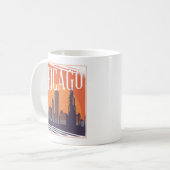 Chicago Illinois Vintag Skyline Foto Kaffeetasse (Vorderseite Links)