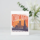 Chicago Illinois Vintag Skyline Postkarte (Stehend Vorderseite)