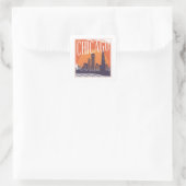 Chicago Illinois Vintag Skyline Quadratischer Aufkleber (Tasche)