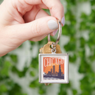 Chicago Illinois Vintag Skyline Schlüsselanhänger