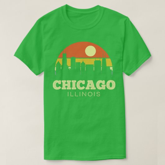 Chicago Illinois Vintag Sunset T-Shirt (Design vorne)