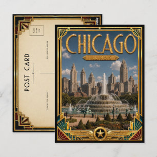 Chicago Illinois Vintage Art Deco Golden Age Postkarte