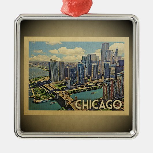 Chicago Illinois Vintage Reisen Ornament Aus Metall (Vorne)