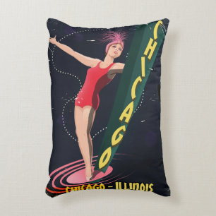 Chicago Illinois Vintage-Reiseplakat Dekokissen