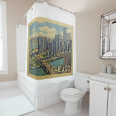 Chicago Illinois Vintage Travel Duschvorhang (Beispiel)